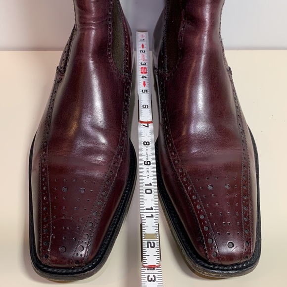 Dolce & Gabbana Burgundy Square Toe Chelsea Leather Boots - Picture 12 of 12